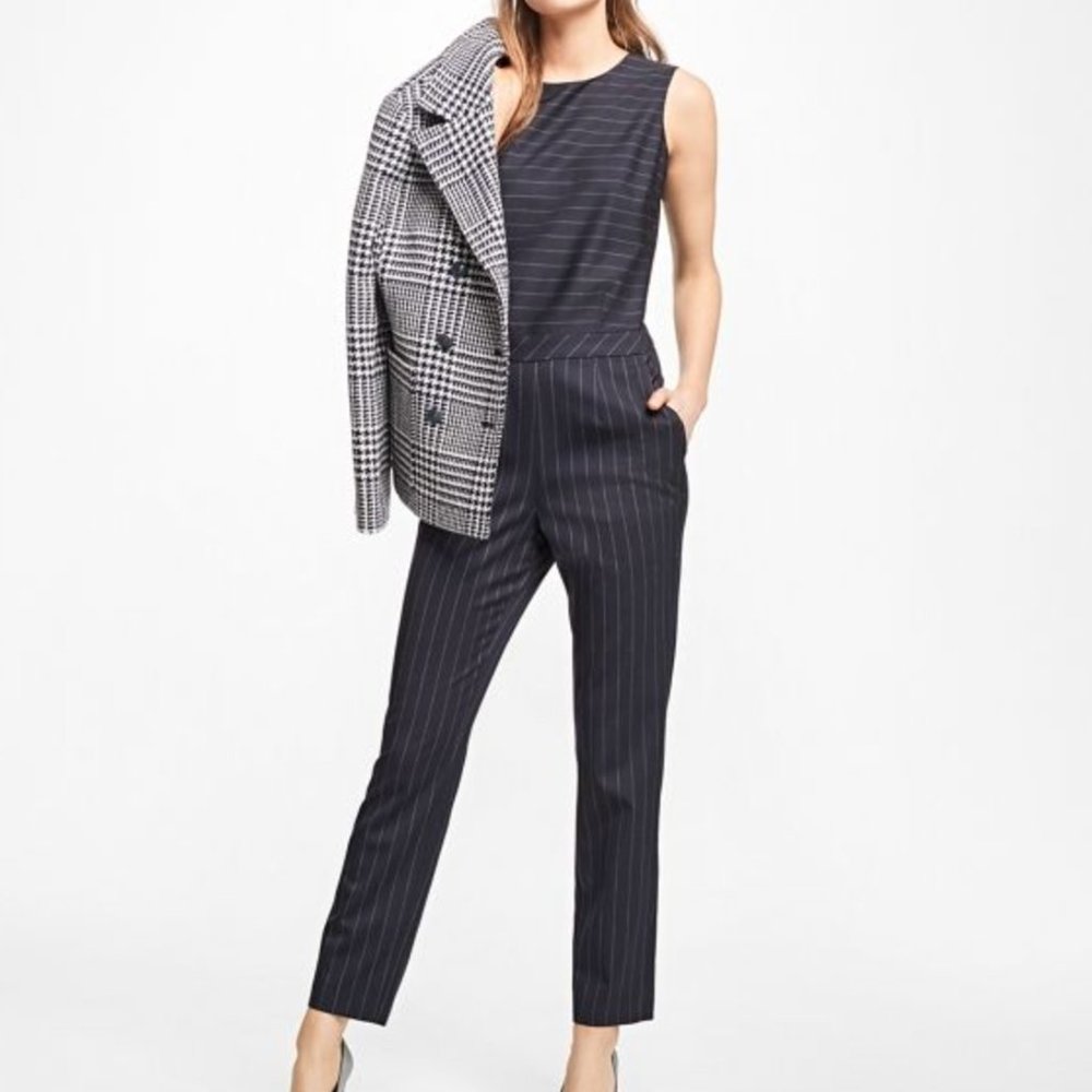 NWT Brooks Brothers Wool-Blend Pinstripe Jumpsuit